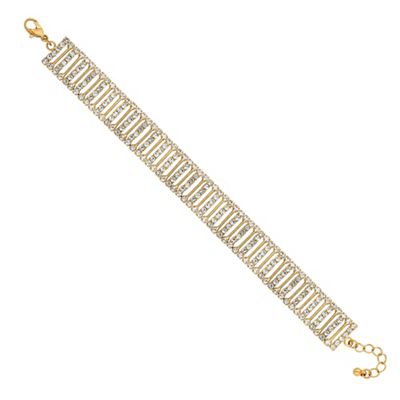 Gold crystal diamante bar bracelet